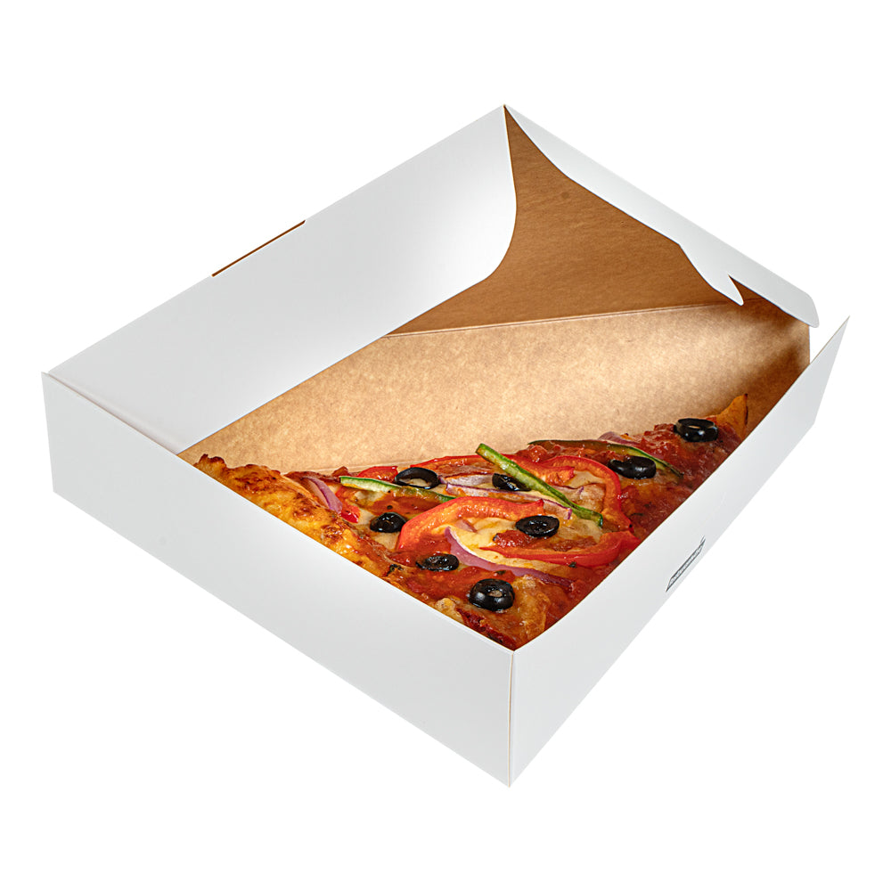Eco Pie White Paper Pizza Slice Box - Clamshell - 9 1/4" x 10 1/4" x 1 3/4" - 100 count box