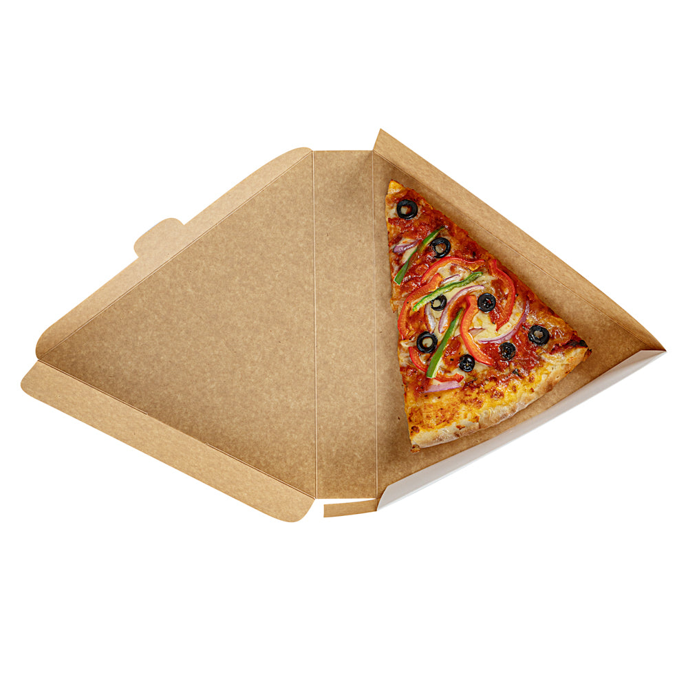 Eco Pie White Paper Pizza Slice Box - Clamshell - 9 1/4" x 10 1/4" x 1 3/4" - 100 count box
