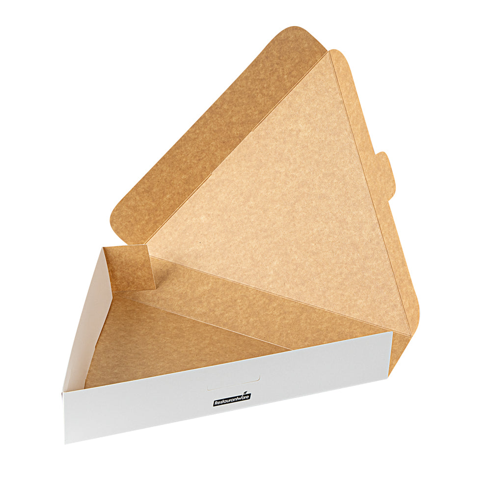 Eco Pie White Paper Pizza Slice Box - Clamshell - 9 1/4" x 10 1/4" x 1 3/4" - 100 count box