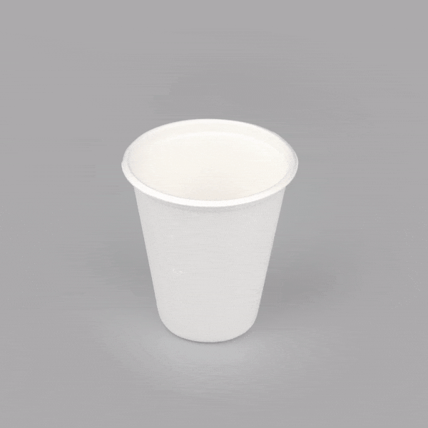 Pulp Tek 8 oz Round White Sugarcane / Bagasse Cup - 3 1/4" x 3 1/4" x 3 1/2" - 100 count box