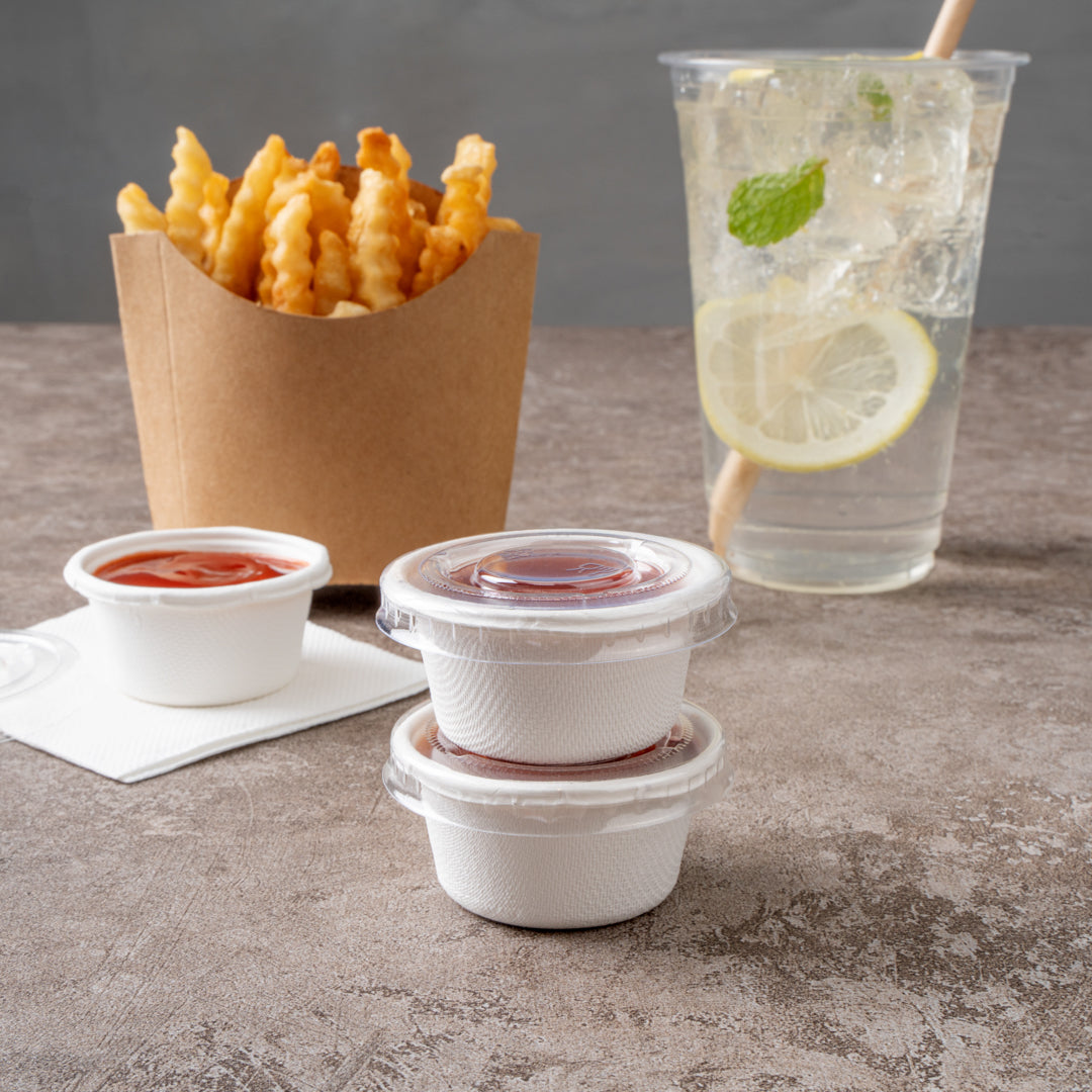 Pulp Tek Round Clear Plastic Lid - Fits 2 oz Take Out Portion Cup - 2000 count box