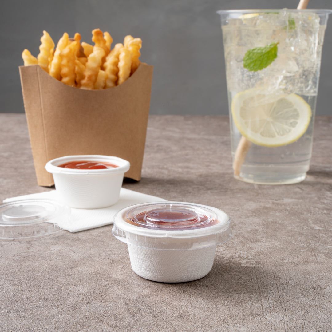 Pulp Tek Round Clear Plastic Lid - Fits 2 oz Take Out Portion Cup - 2000 count box