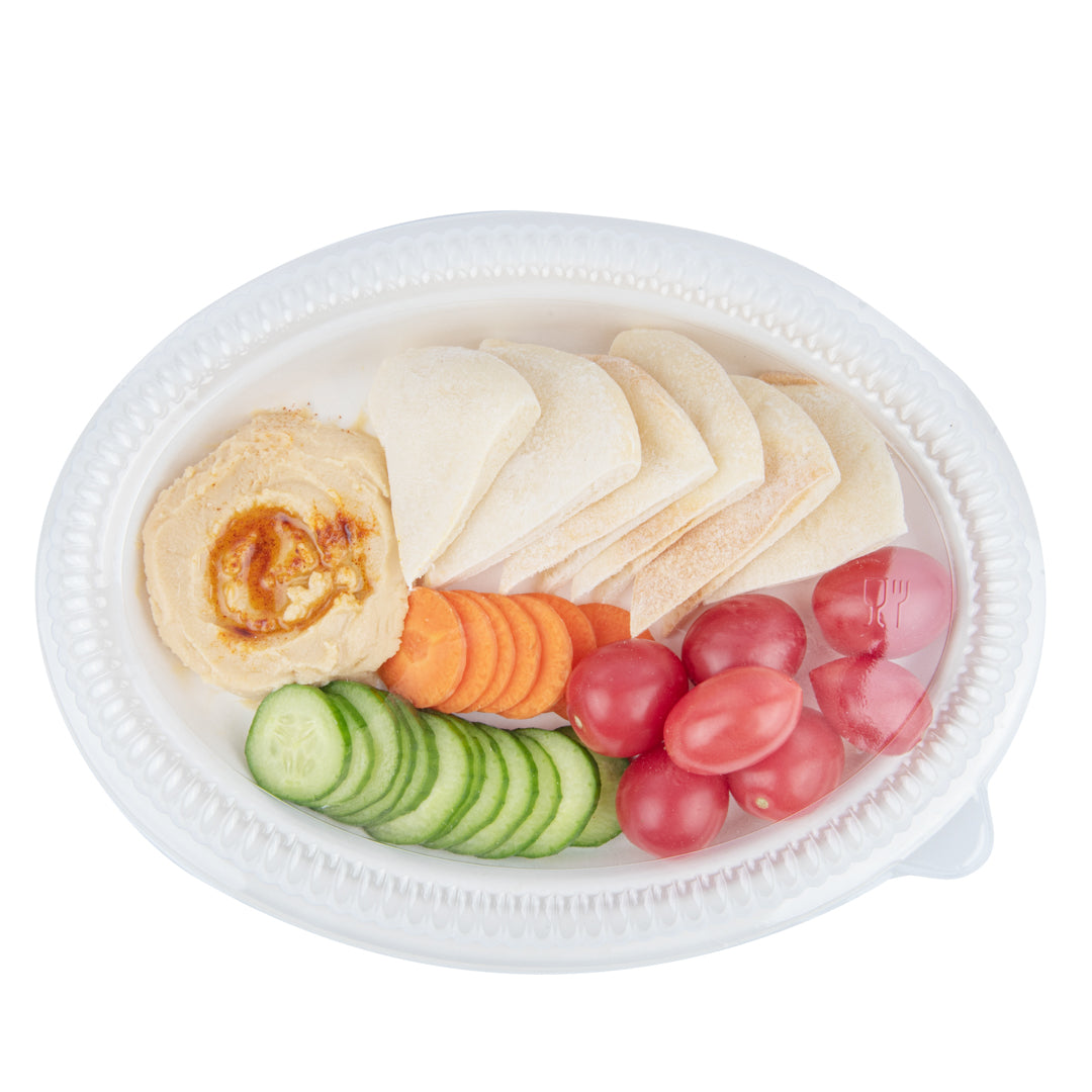 Pulp Safe Oval Clear Plastic Ripple Dome Lid - Fits Sugarcane / Bagasse Plate - 100 count box