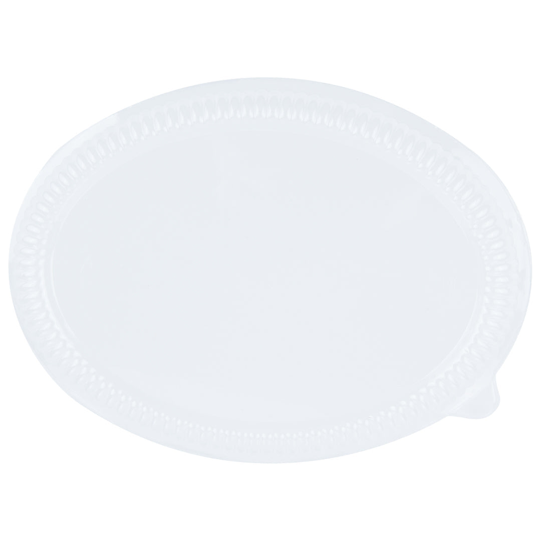Pulp Safe Oval Clear Plastic Ripple Dome Lid - Fits Sugarcane / Bagasse Plate - 100 count box