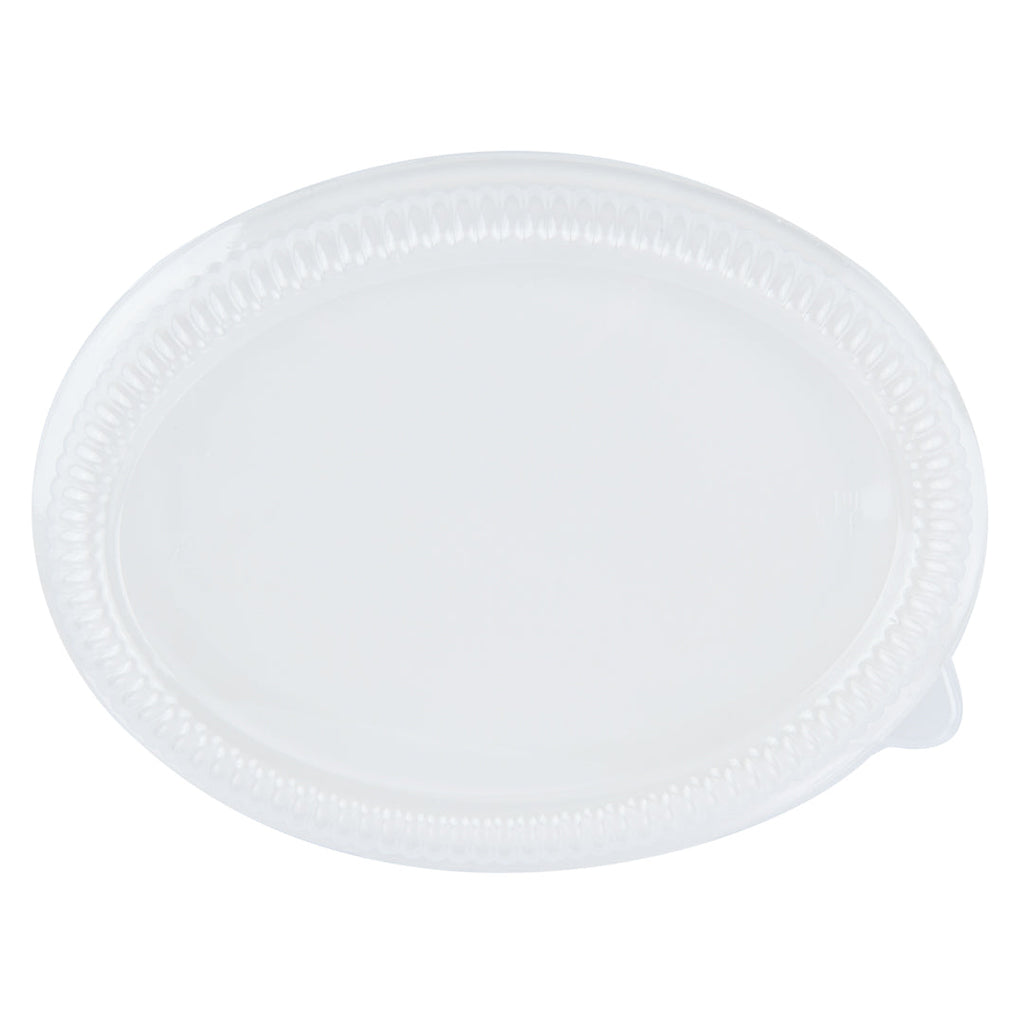 Pulp Safe Oval Clear Plastic Ripple Dome Lid - Fits Sugarcane / Bagasse Plate - 100 count box