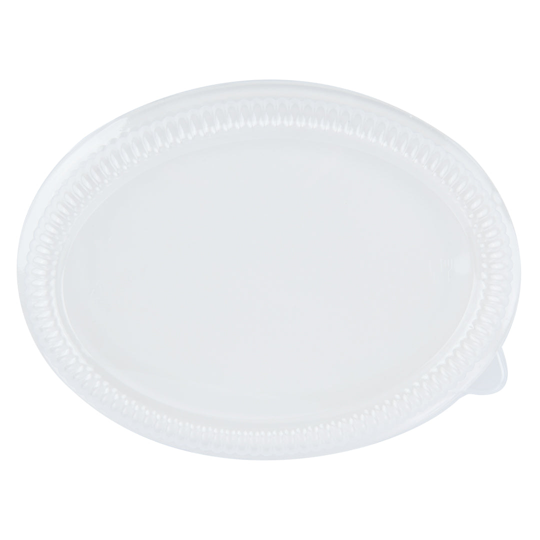 Pulp Safe Oval Clear Plastic Ripple Dome Lid - Fits Sugarcane / Bagasse Plate - 100 count box