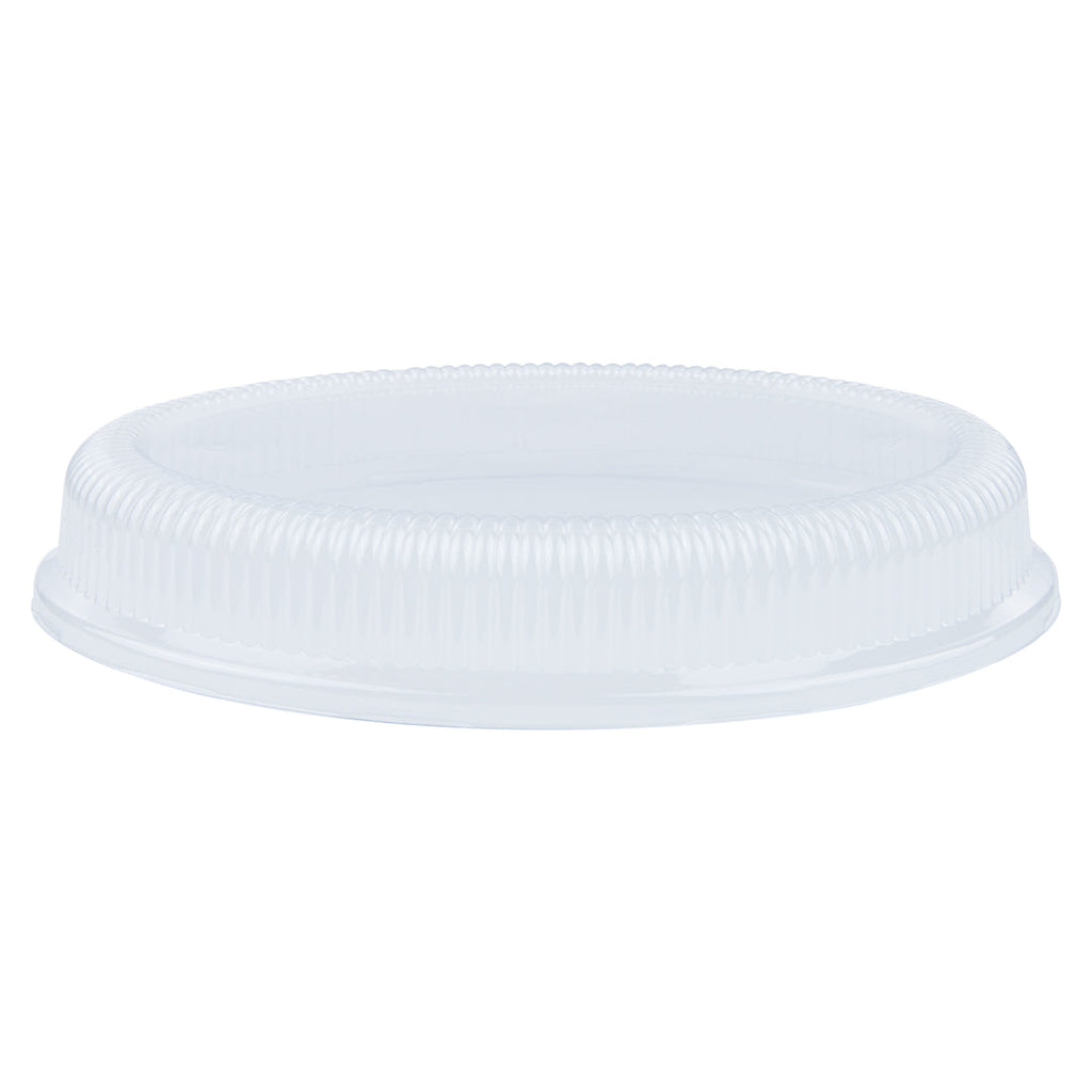 Pulp Safe Oval Clear Plastic Ripple Dome Lid - Fits Sugarcane / Bagasse Large Plate - 100 count box