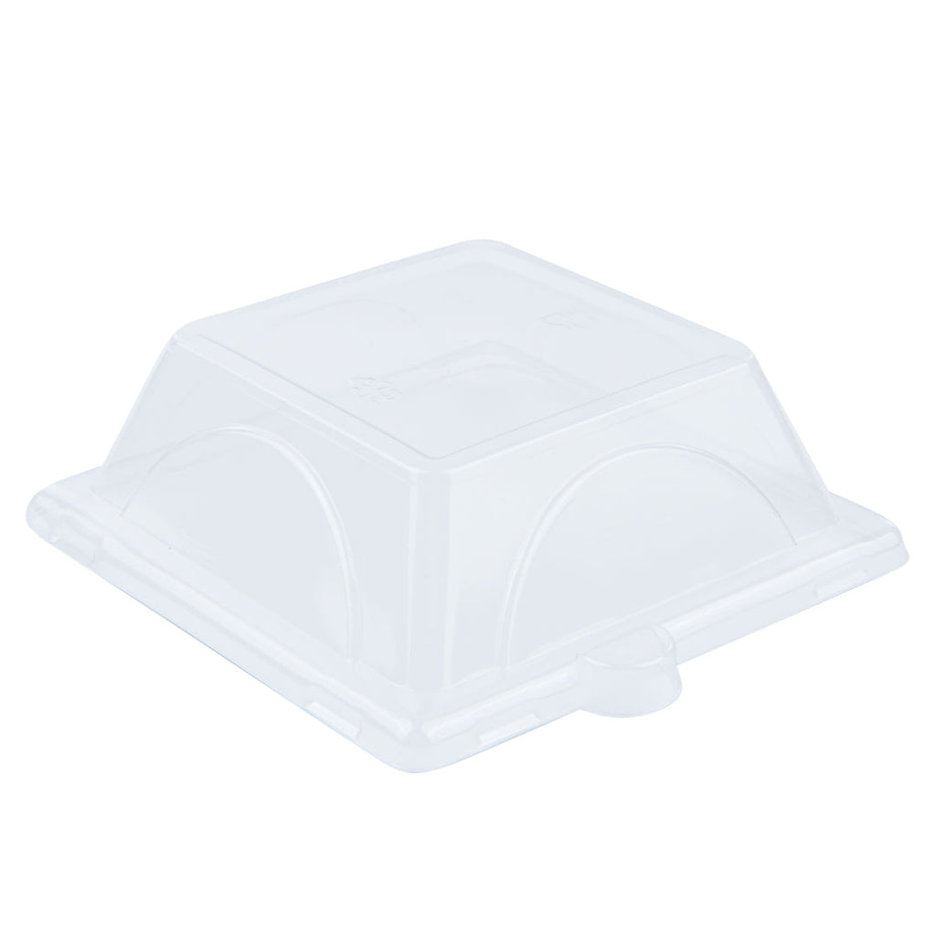 Pulp Tek Square Clear Plastic Dome Lid - Fits Sugarcane / Bagasse Small Plate - 100 count box