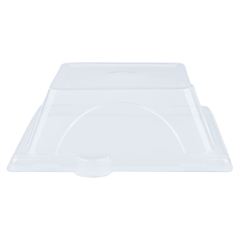 Pulp Tek Square Clear Plastic Dome Lid - Fits Sugarcane / Bagasse Small Plate - 100 count box