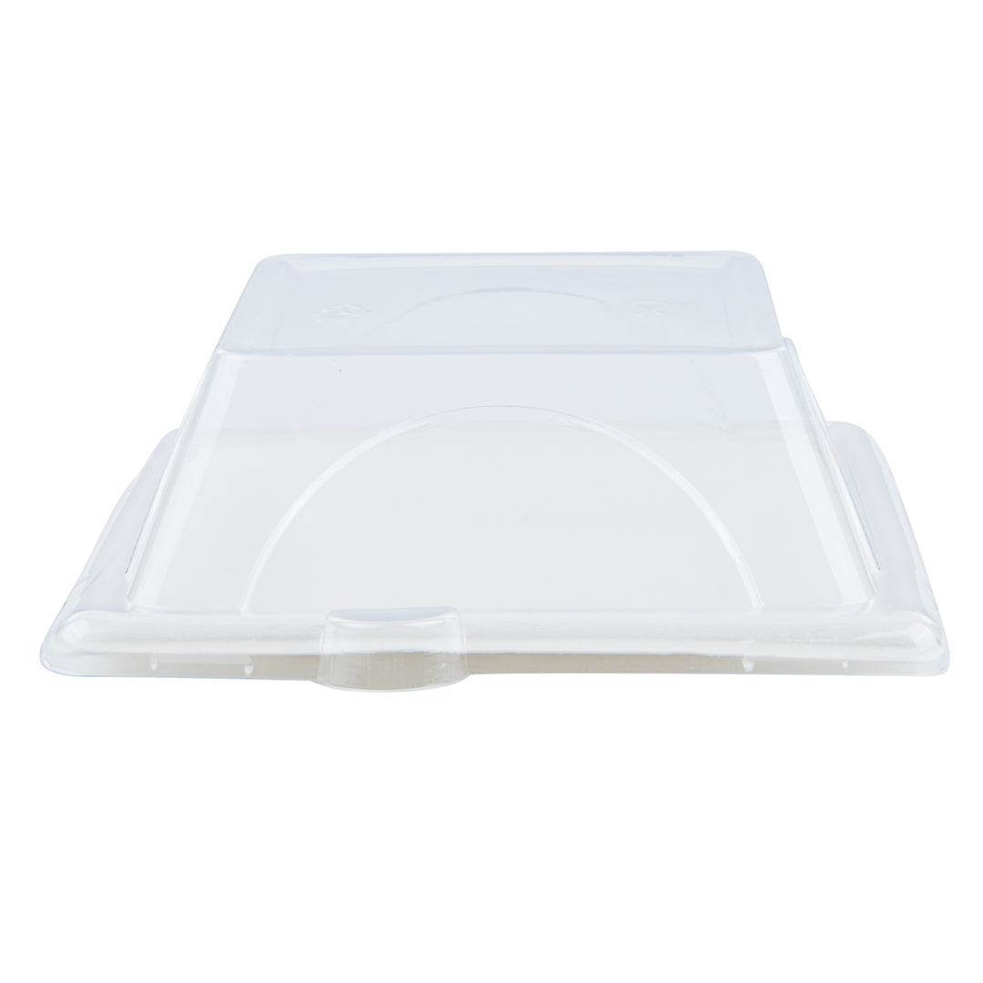 Pulp Tek Square Clear Plastic Dome Lid - Fits Sugarcane / Bagasse Small Plate - 100 count box