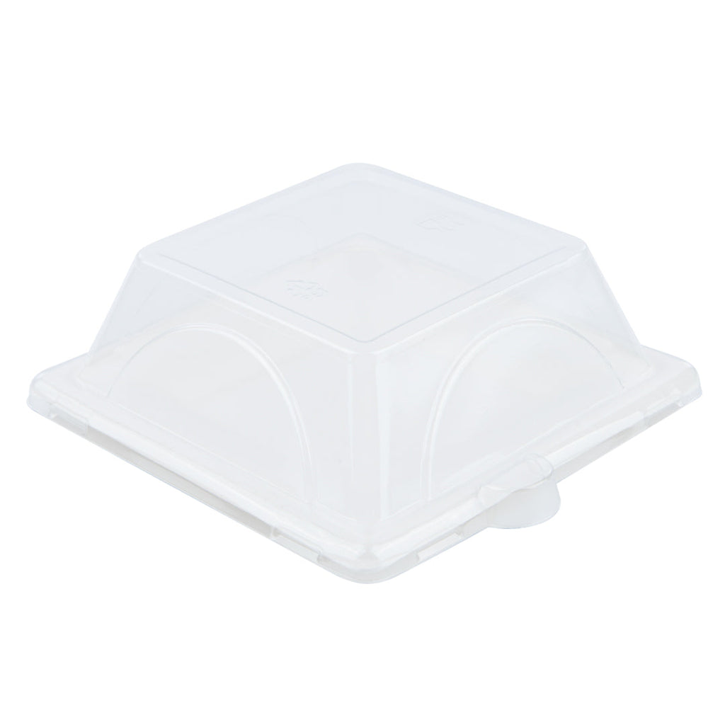Pulp Tek Square Clear Plastic Dome Lid - Fits Sugarcane / Bagasse Small Plate - 100 count box