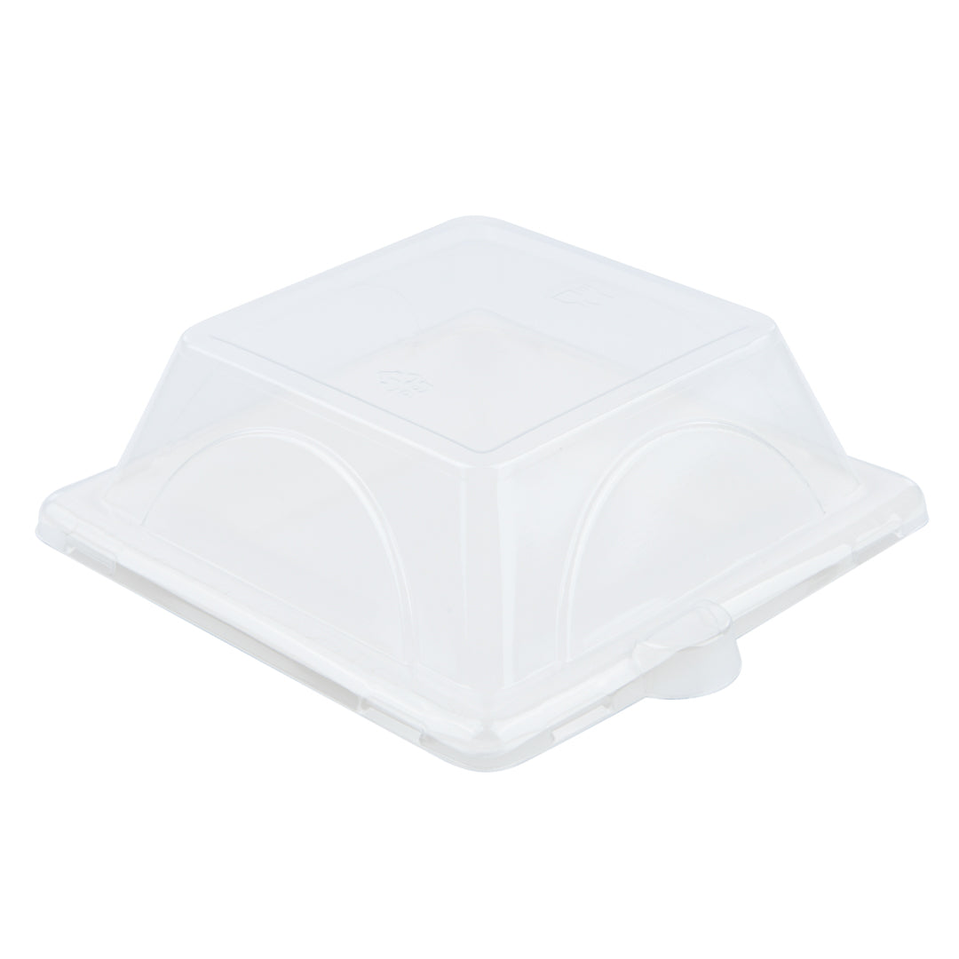 Pulp Tek Square Clear Plastic Dome Lid - Fits Sugarcane / Bagasse Small Plate - 100 count box