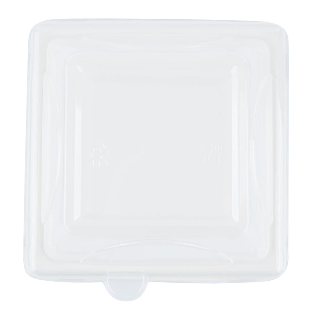 Pulp Tek Square Clear Plastic Dome Lid - Fits Sugarcane / Bagasse Small Plate - 100 count box
