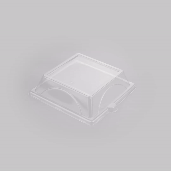 Pulp Safe Square Clear Plastic Dome Lid - Fits Sugarcane / Bagasse Medium Plate - 100 count box
