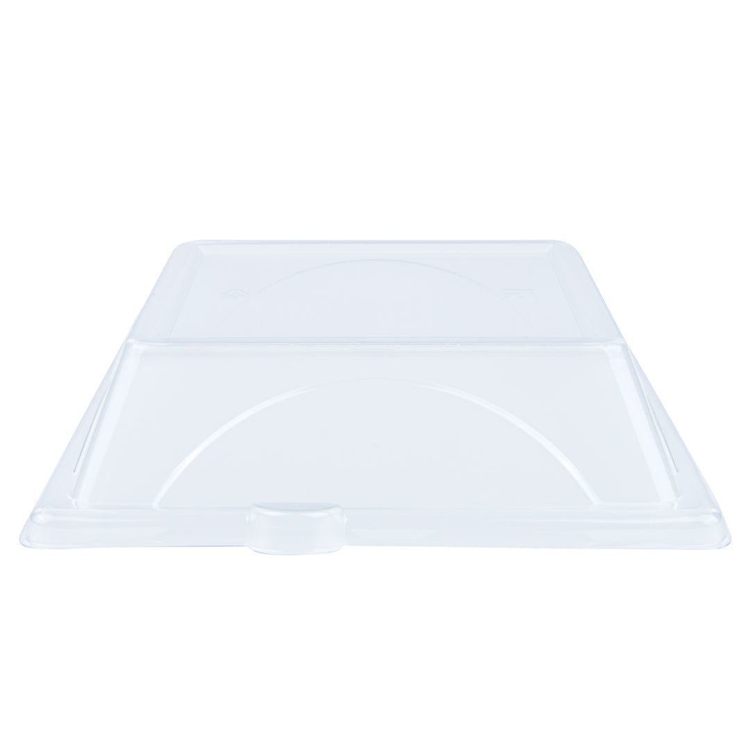 Pulp Safe Square Clear Plastic Dome Lid - Fits Sugarcane / Bagasse Medium Plate - 100 count box