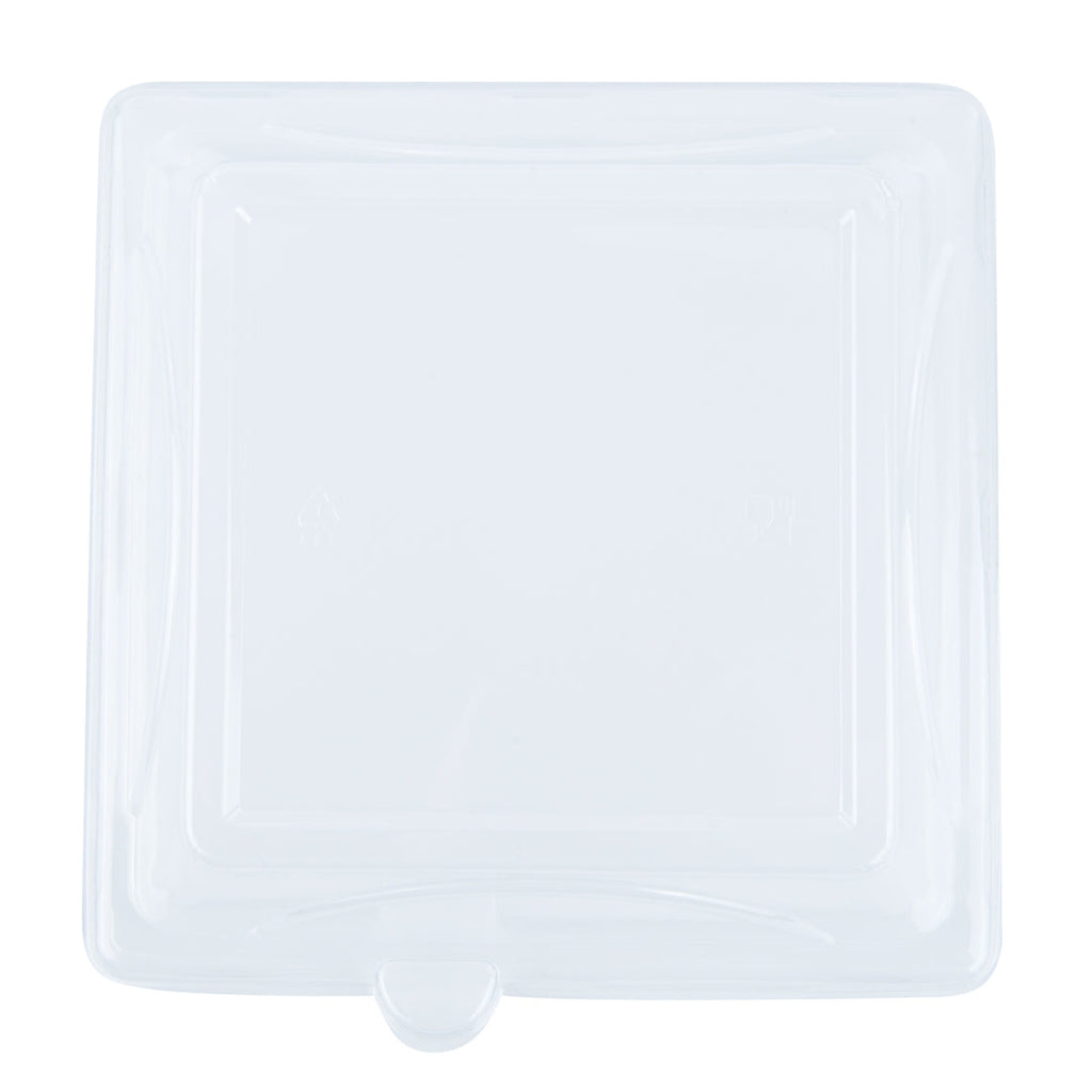 Pulp Safe Square Clear Plastic Dome Lid - Fits Sugarcane / Bagasse Medium Plate - 100 count box