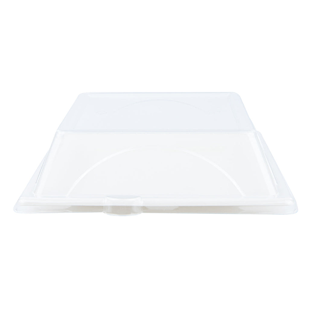 Pulp Safe Square Clear Plastic Dome Lid - Fits Sugarcane / Bagasse Medium Plate - 100 count box