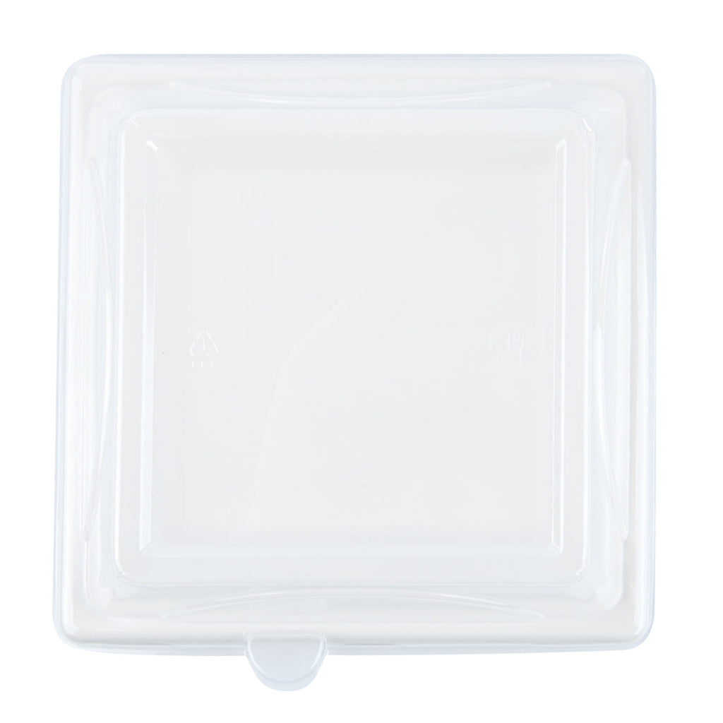Pulp Safe Square Clear Plastic Dome Lid - Fits Sugarcane / Bagasse Medium Plate - 100 count box