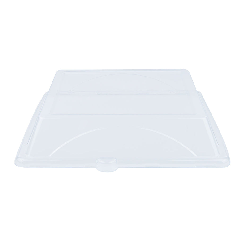 Pulp Safe Square Clear Plastic Dome Lid - Fits Sugarcane / Bagasse Large Plate - 100 count box