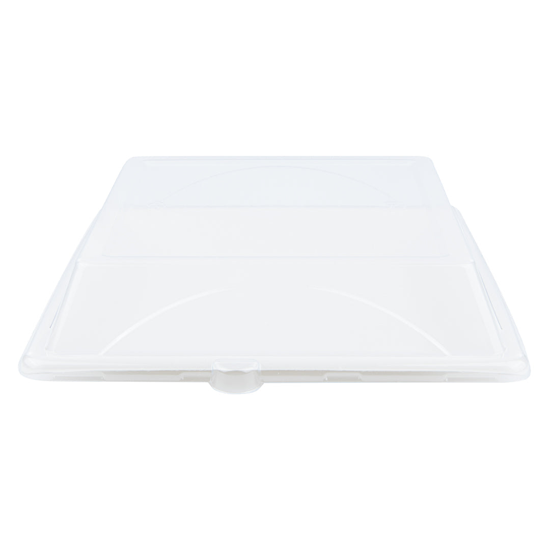 Pulp Safe Square Clear Plastic Dome Lid - Fits Sugarcane / Bagasse Large Plate - 100 count box