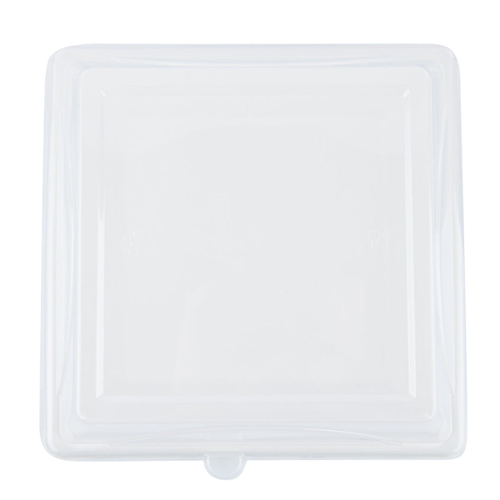Pulp Safe Square Clear Plastic Dome Lid - Fits Sugarcane / Bagasse Large Plate - 100 count box