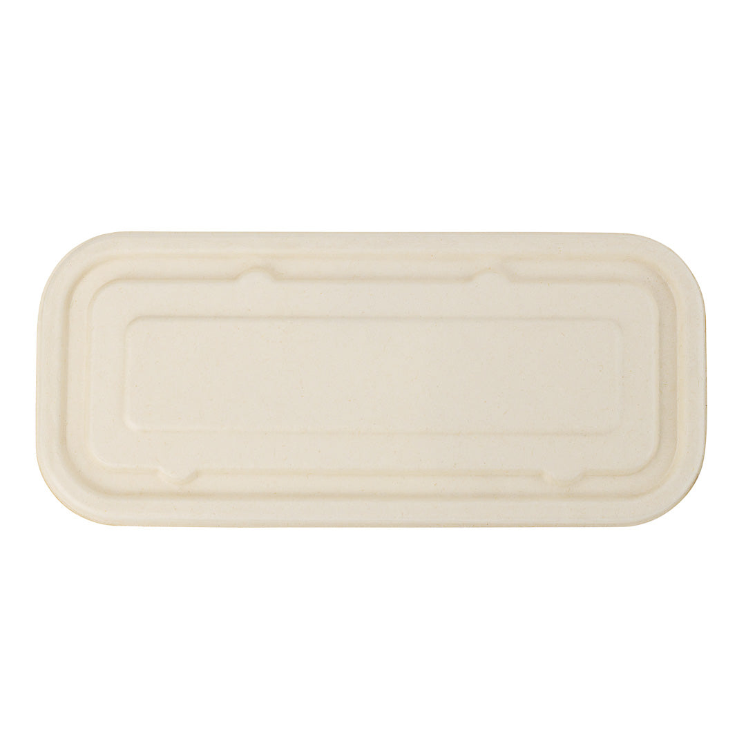Pulp Tek Rectangle Natural Sugarcane / Bagasse Lid - Fits Catering Container - 100 count box