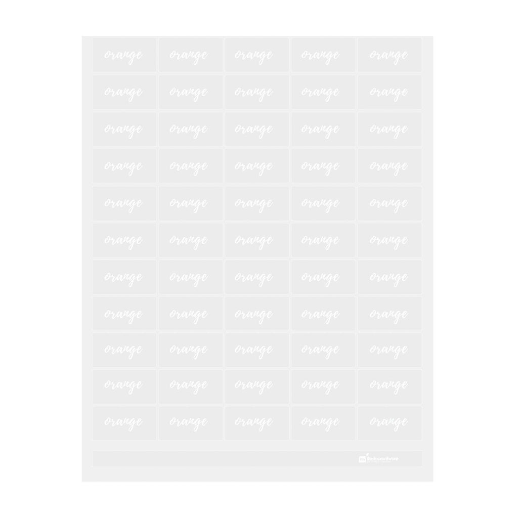 Label Tek Plastic Orange Label - Clear with White Font, Water-Resistant - 2" x 1" - 100 count box