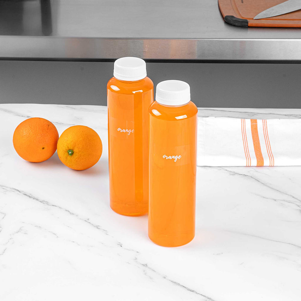 Label Tek Plastic Orange Label - Clear with White Font, Water-Resistant - 2" x 1" - 100 count box