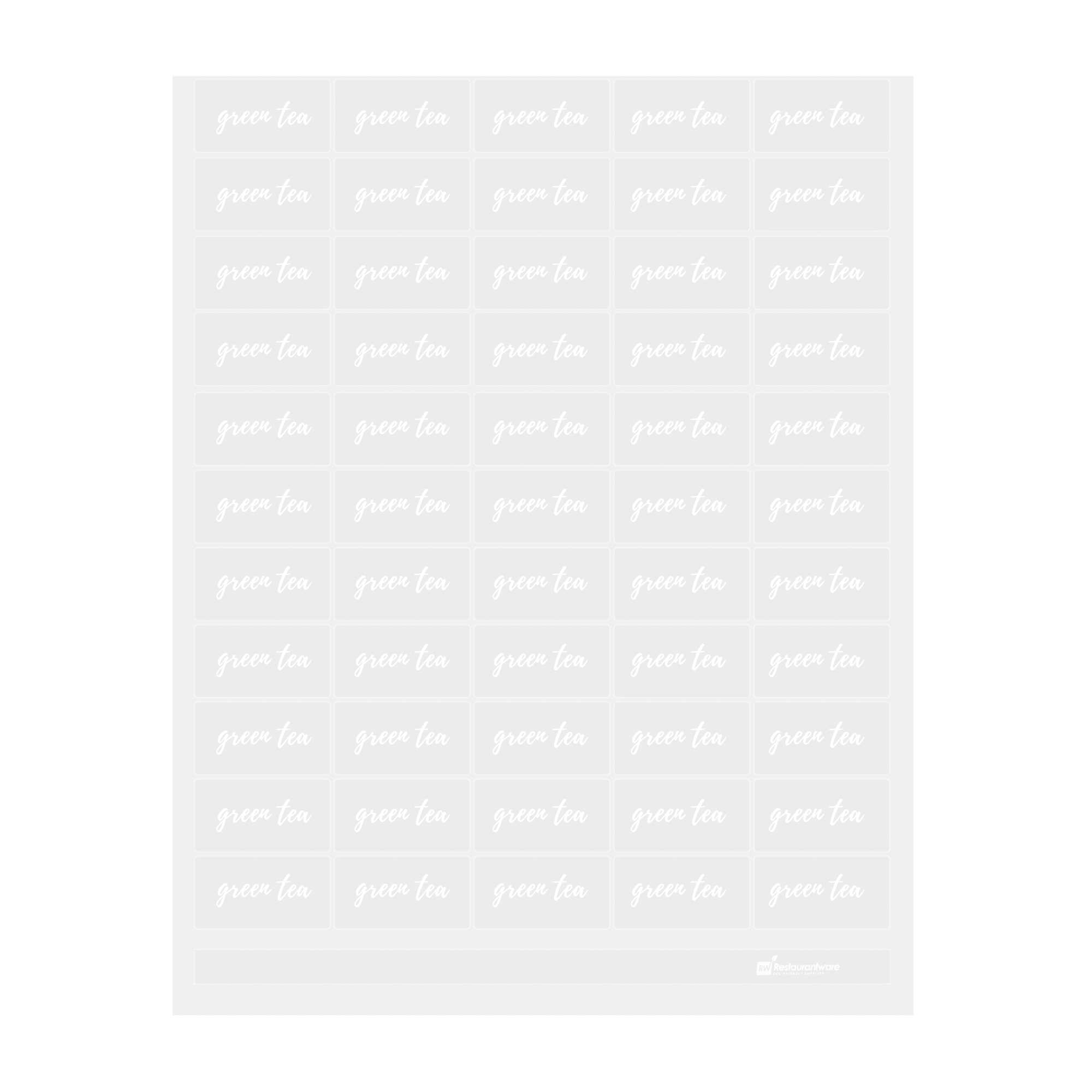 Label Tek Plastic Green Tea Label - Clear with White Font, Water-Resistant - 2" x 1" - 100 count box