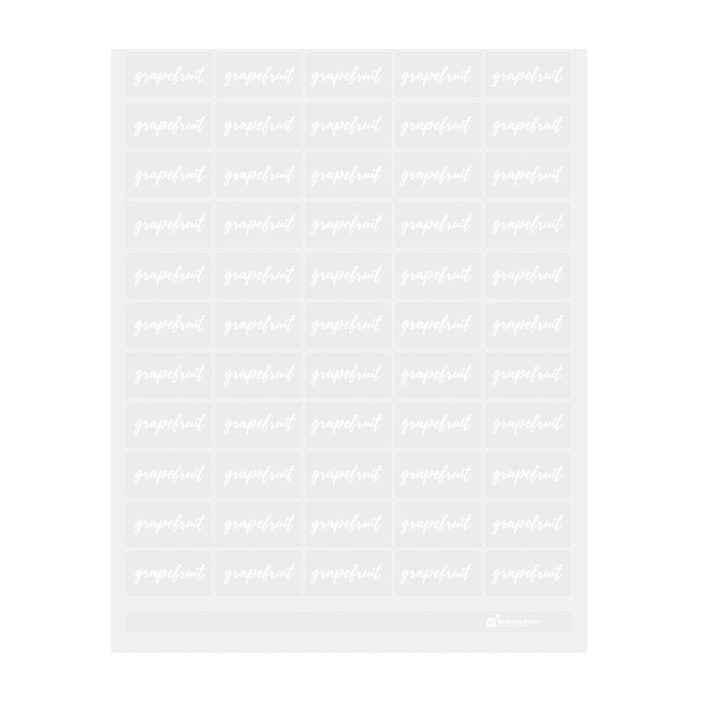 Label Tek Plastic Grapefruit Label - Clear with White Font, Water-Resistant - 2" x 1" - 100 count box