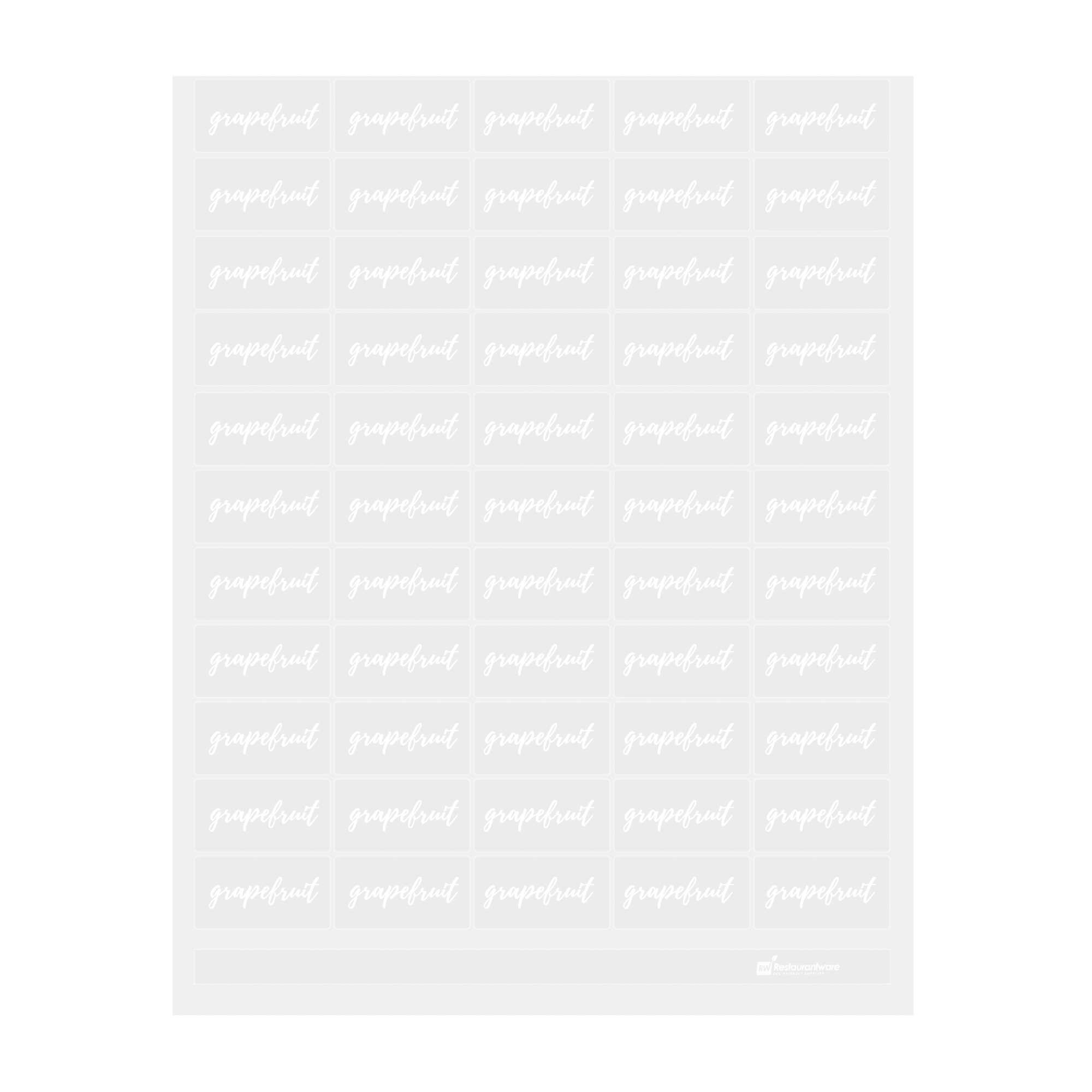 Label Tek Plastic Grapefruit Label - Clear with White Font, Water-Resistant - 2" x 1" - 100 count box