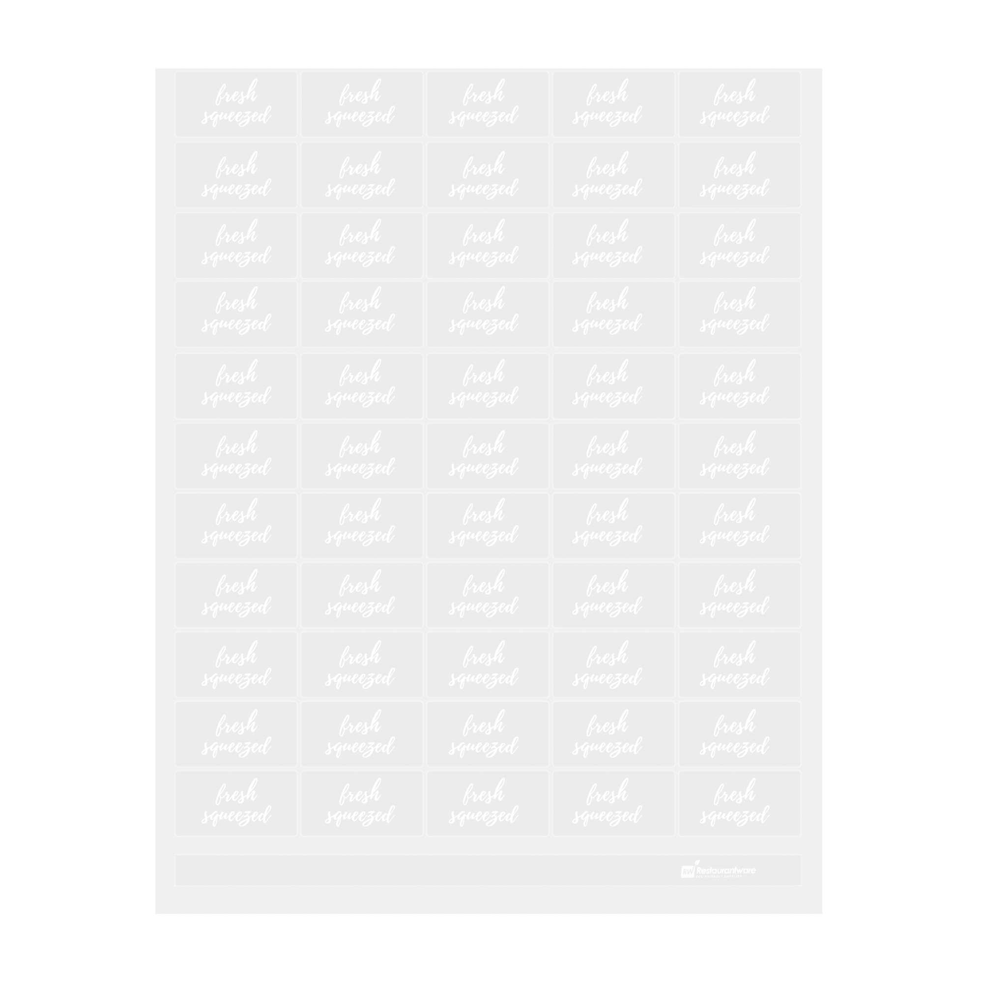 Label Tek Plastic Fresh Squeezed Label - Clear with White Font, Water-Resistant - 2" x 1" - 100 count box
