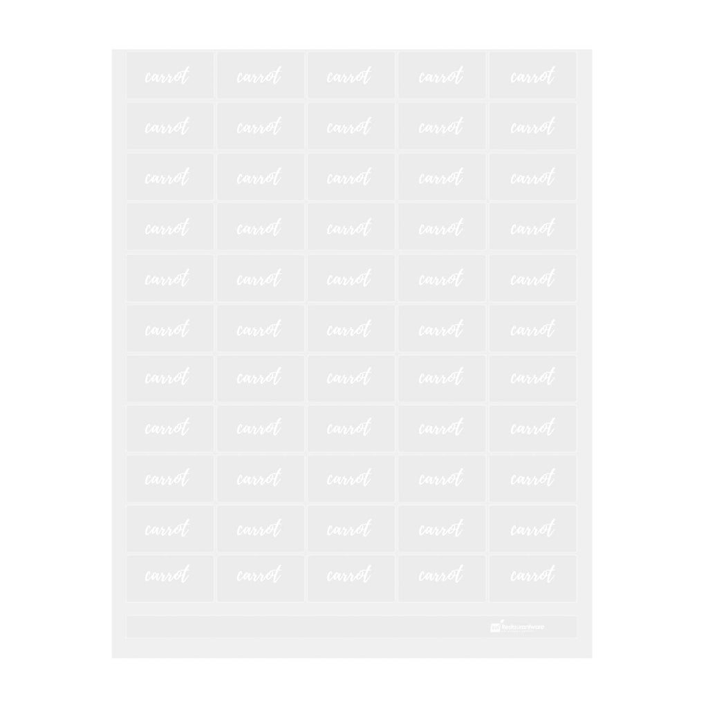 Label Tek Plastic Carrot Label - Clear with White Font, Water-Resistant - 2" x 1" - 100 count box