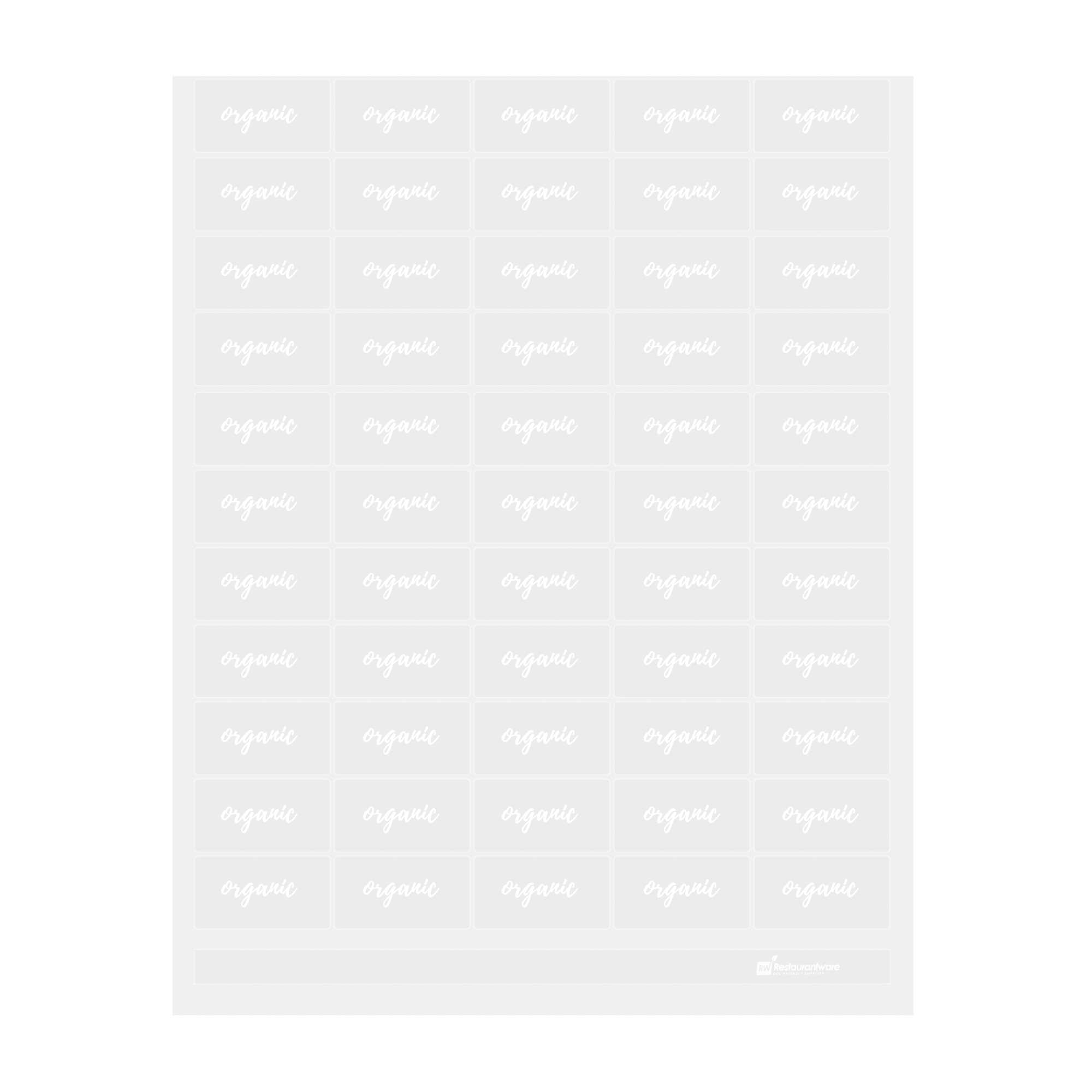 Label Tek Plastic Organic Label - Clear with White Font, Water-Resistant - 2" x 1" - 100 count box