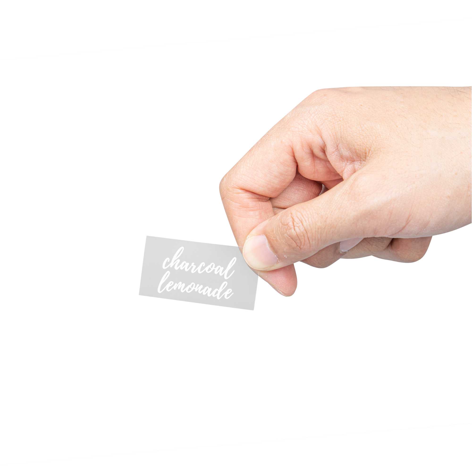 Label Tek Plastic Charcoal Lemonade - Clear with White Font, Water-Resistant - 2" x 1" - 100 count box