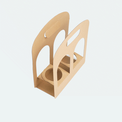 Restpresso Kraft Paper Sunrise Drink Carrier - Fits 2 Cups - 9 3/4" x 4" x 10 3/4" - 100 count box