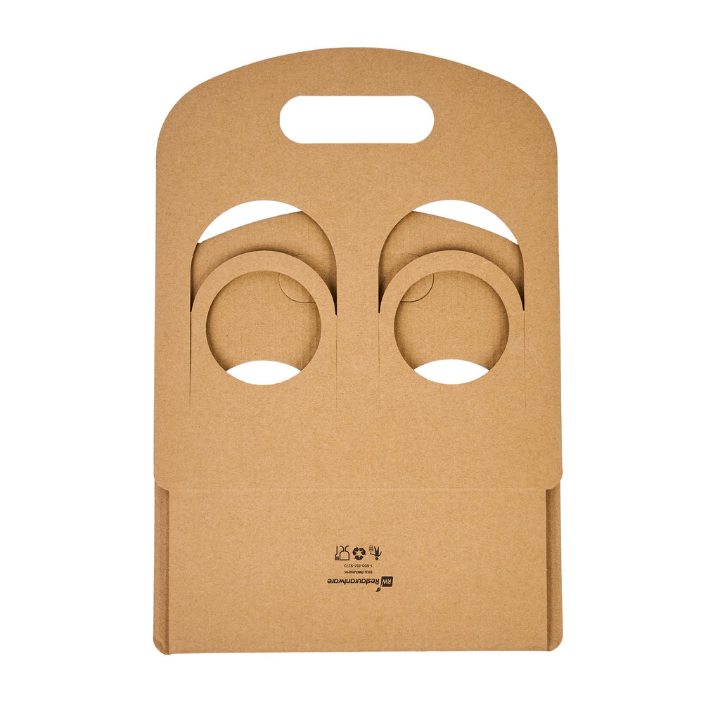 Restpresso Kraft Paper Sunrise Drink Carrier - Fits 2 Cups - 9 3/4" x 4" x 10 3/4" - 100 count box