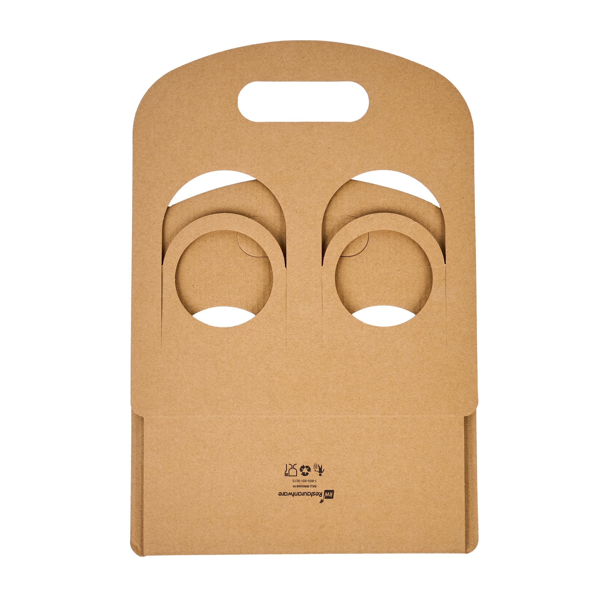 Restpresso Kraft Paper Sunrise Drink Carrier - Fits 2 Cups - 9 3/4" x 4" x 10 3/4" - 100 count box
