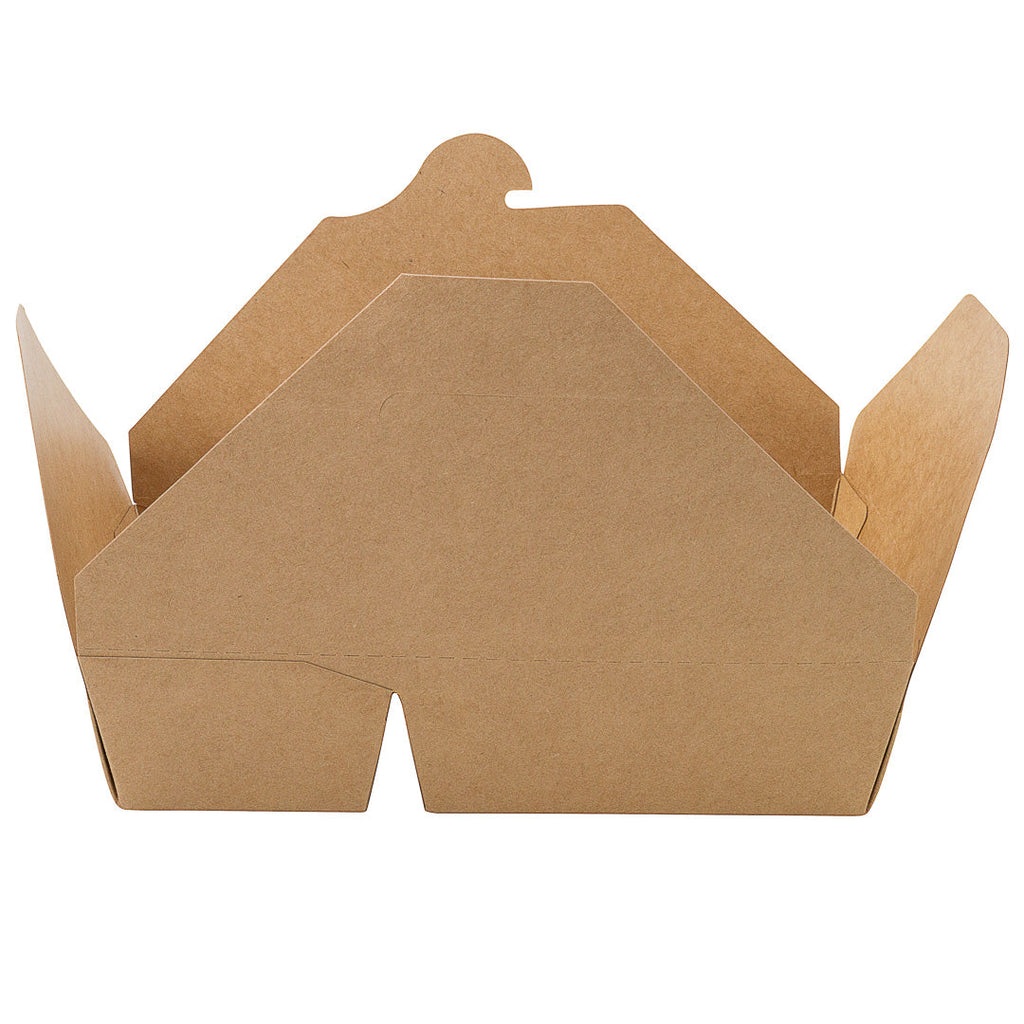 Bio Tek 50 oz Rectangle Kraft Paper #5 Bio Box Take Out Container - 2-Compartment - 8 1/2" x 6" x 1 3/4" - 200 count box