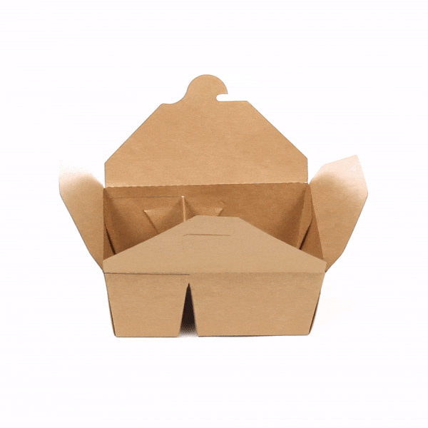 Bio Tek 47 oz Rectangle Kraft Paper #3 Bio Box Take Out Container - 2-Compartment - 6 1/2" x 5 1/4" x 2 1/2" - 200 count box