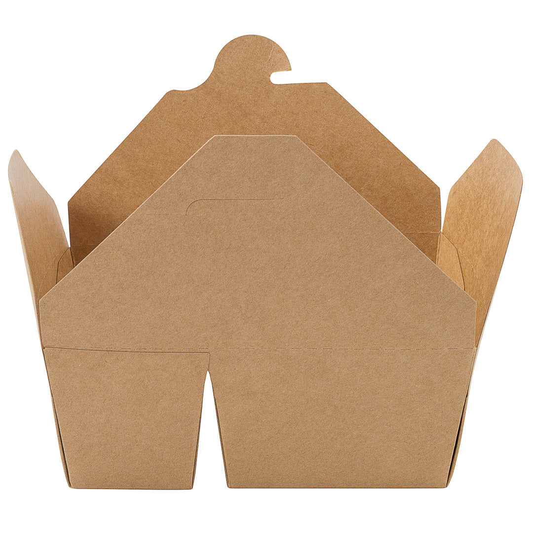 Bio Tek 47 oz Rectangle Kraft Paper #3 Bio Box Take Out Container - 2-Compartment - 6 1/2" x 5 1/4" x 2 1/2" - 200 count box