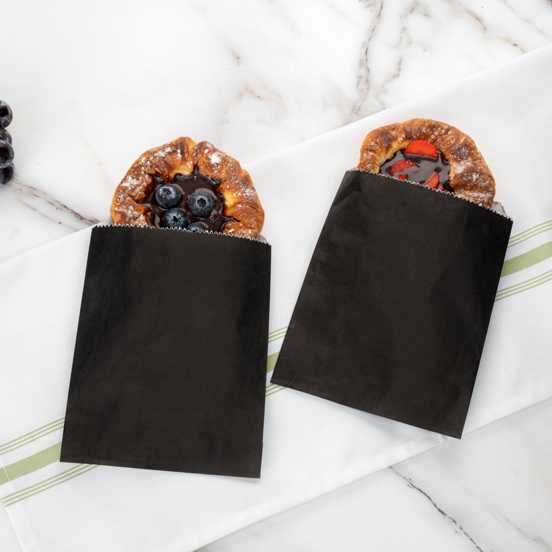 Bag Tek Black Paper Bag - 7" x 5" - 25 count box