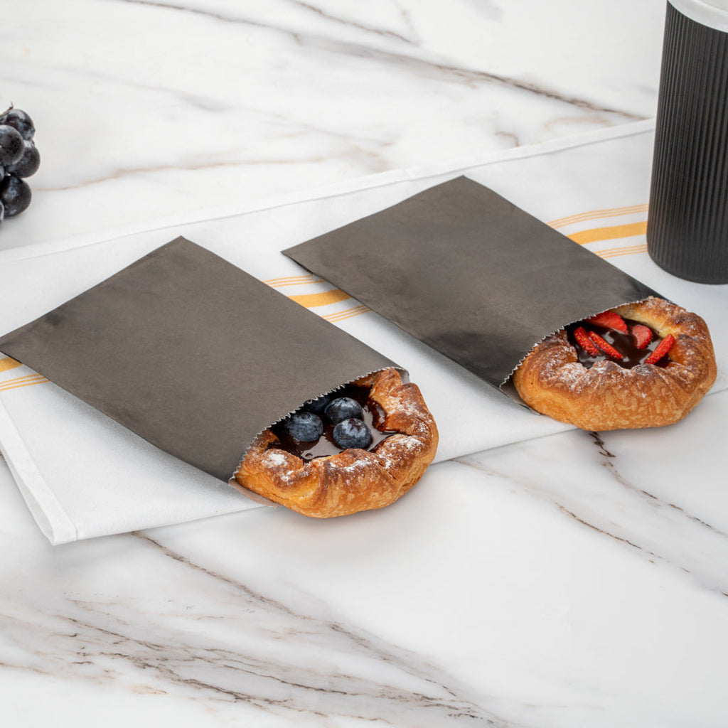 Bag Tek Black Paper Bag - 7" x 5" - 25 count box