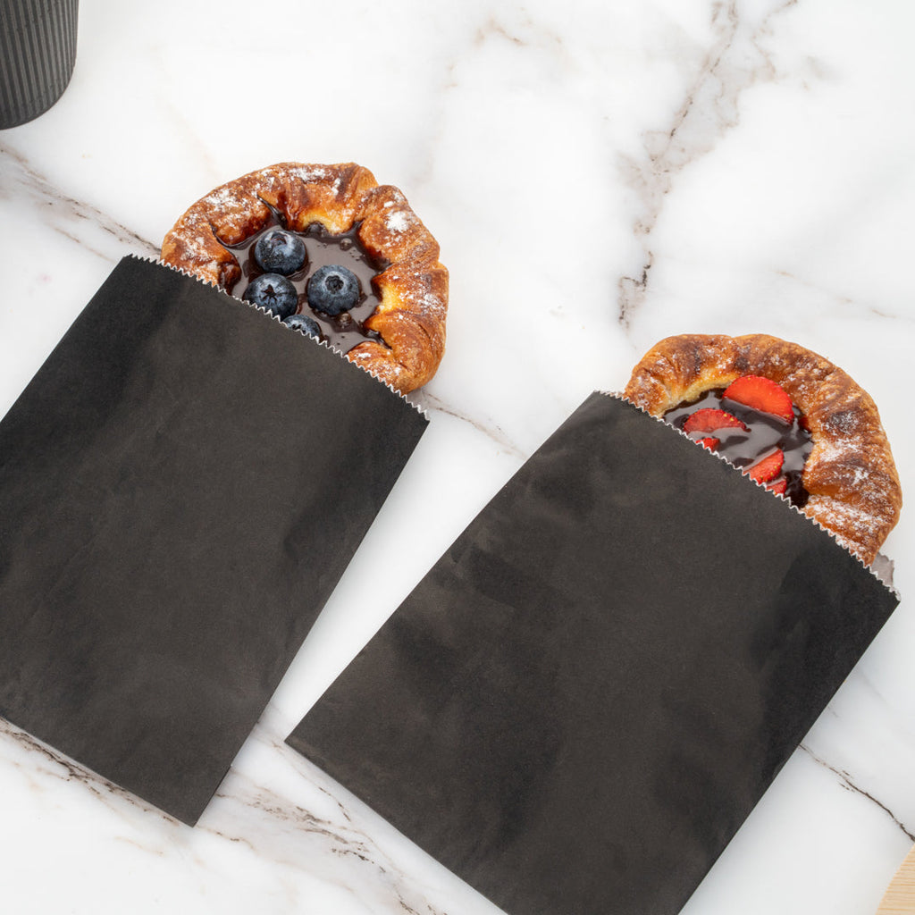 Bag Tek Black Paper Bag - 7" x 5" - 100 count box