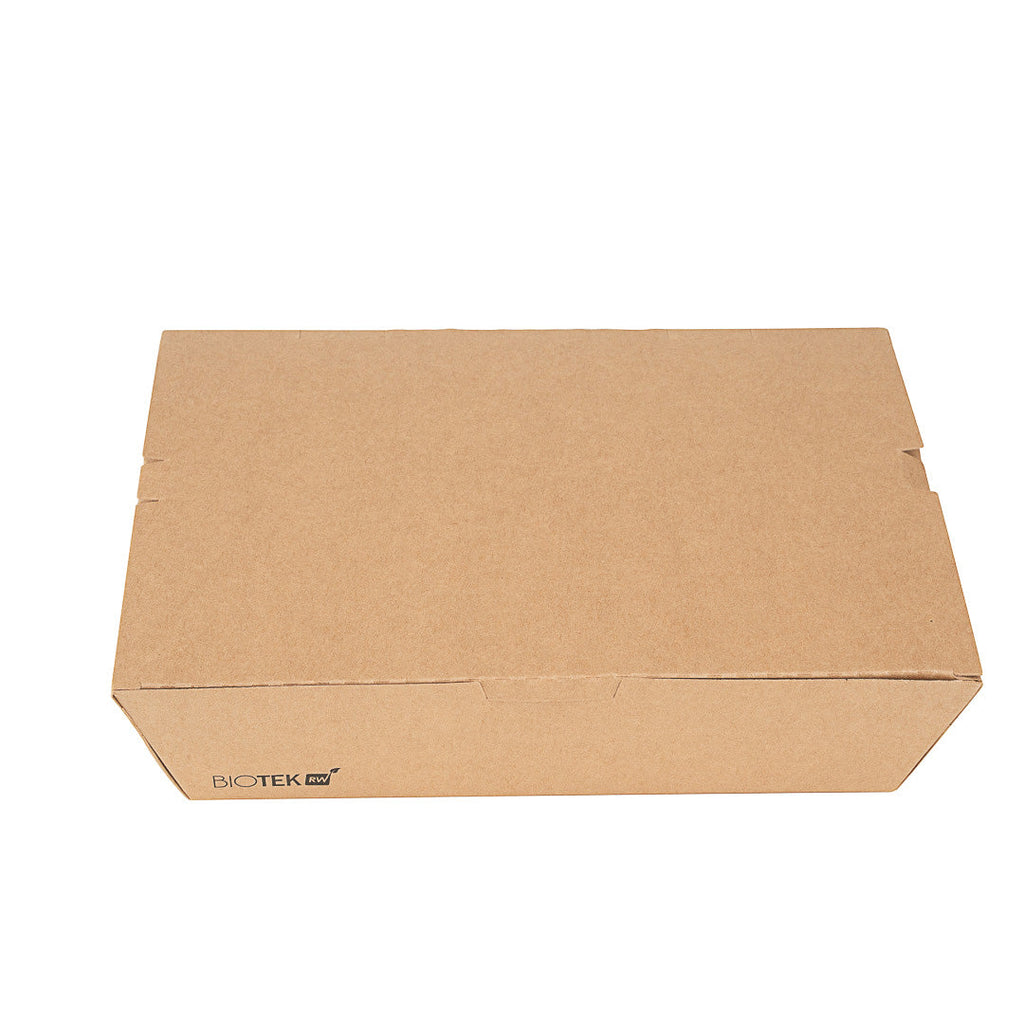 Bio Tek 51 oz Rectangle Kraft Paper Bento Box - 3-Compartment - 9 1/2" x 7 1/2" x 2" - 100 count box