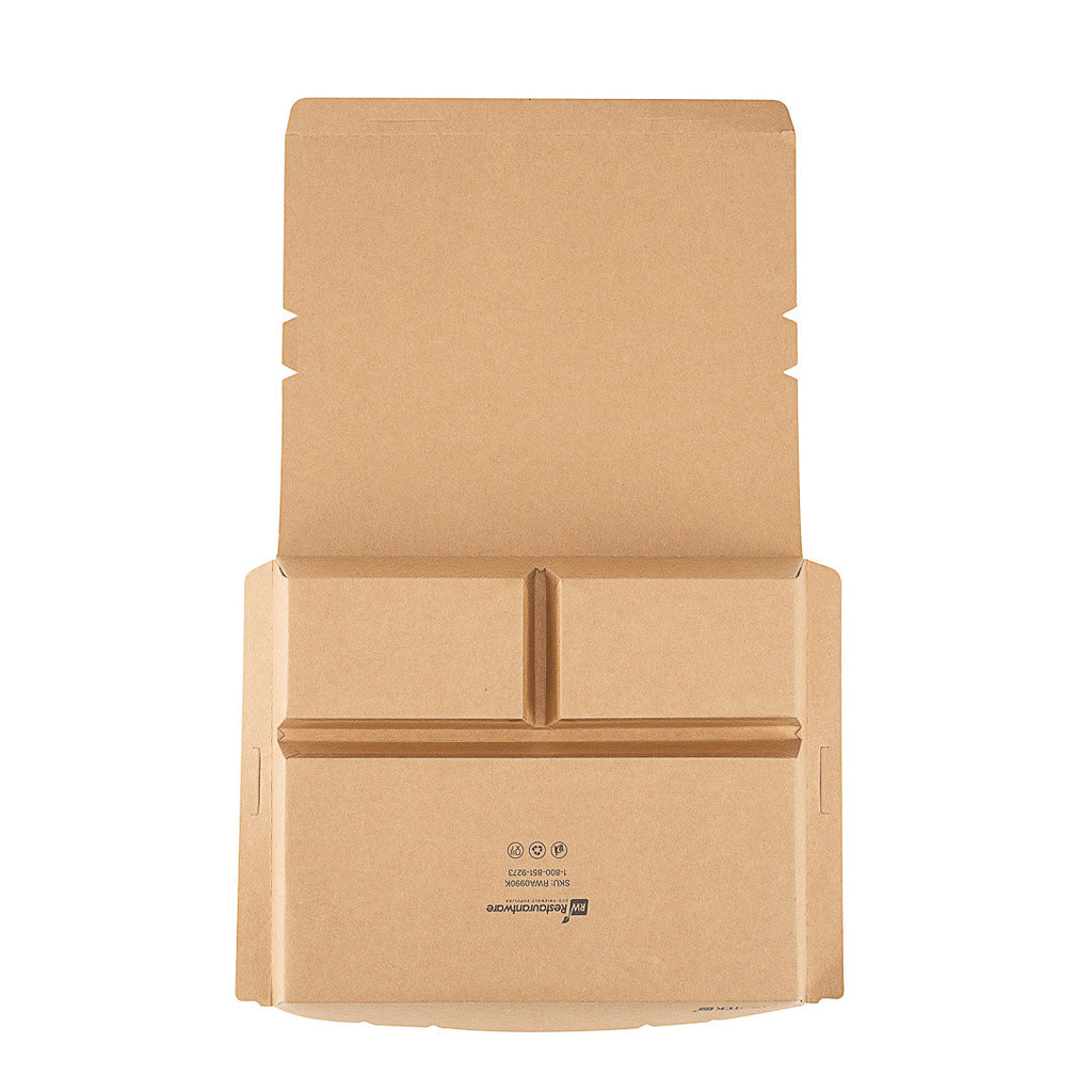 Bio Tek 78 oz Rectangle Kraft Paper Bento Box - 3-Compartment - 11" x 9" x 2" - 100 count box