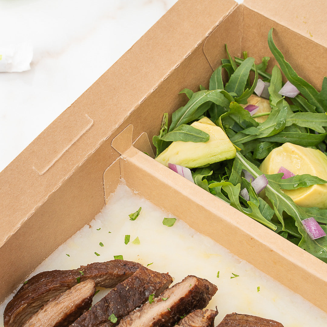 Bio Tek 78 oz Rectangle Kraft Paper Bento Box - 3-Compartment - 11" x 9" x 2" - 100 count box