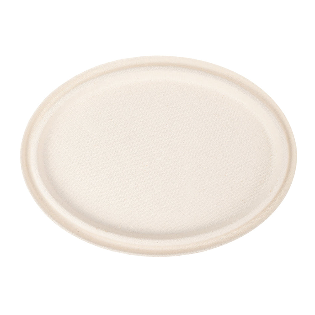 Pulp Tek Oval Natural Sugarcane / Bagasse Lid - Fits 2-Compartment Catering Bowl - 100 count box