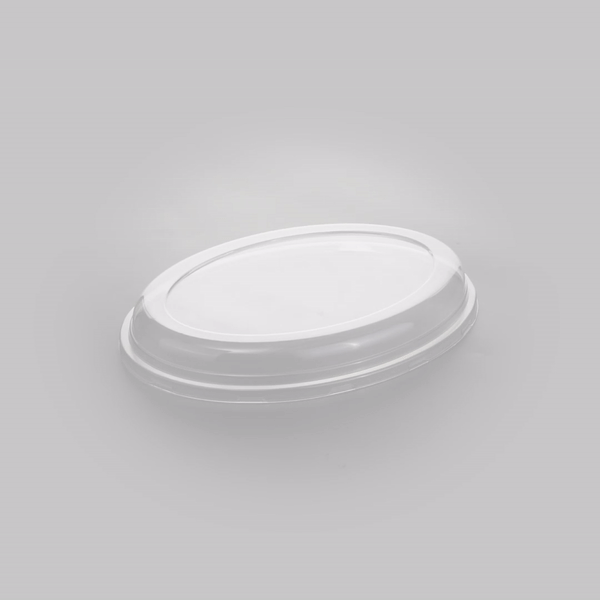 Pulp Tek Oval Clear Plastic Lid - Fits 2-Compartment Bagasse Catering Bowl - 100 count box