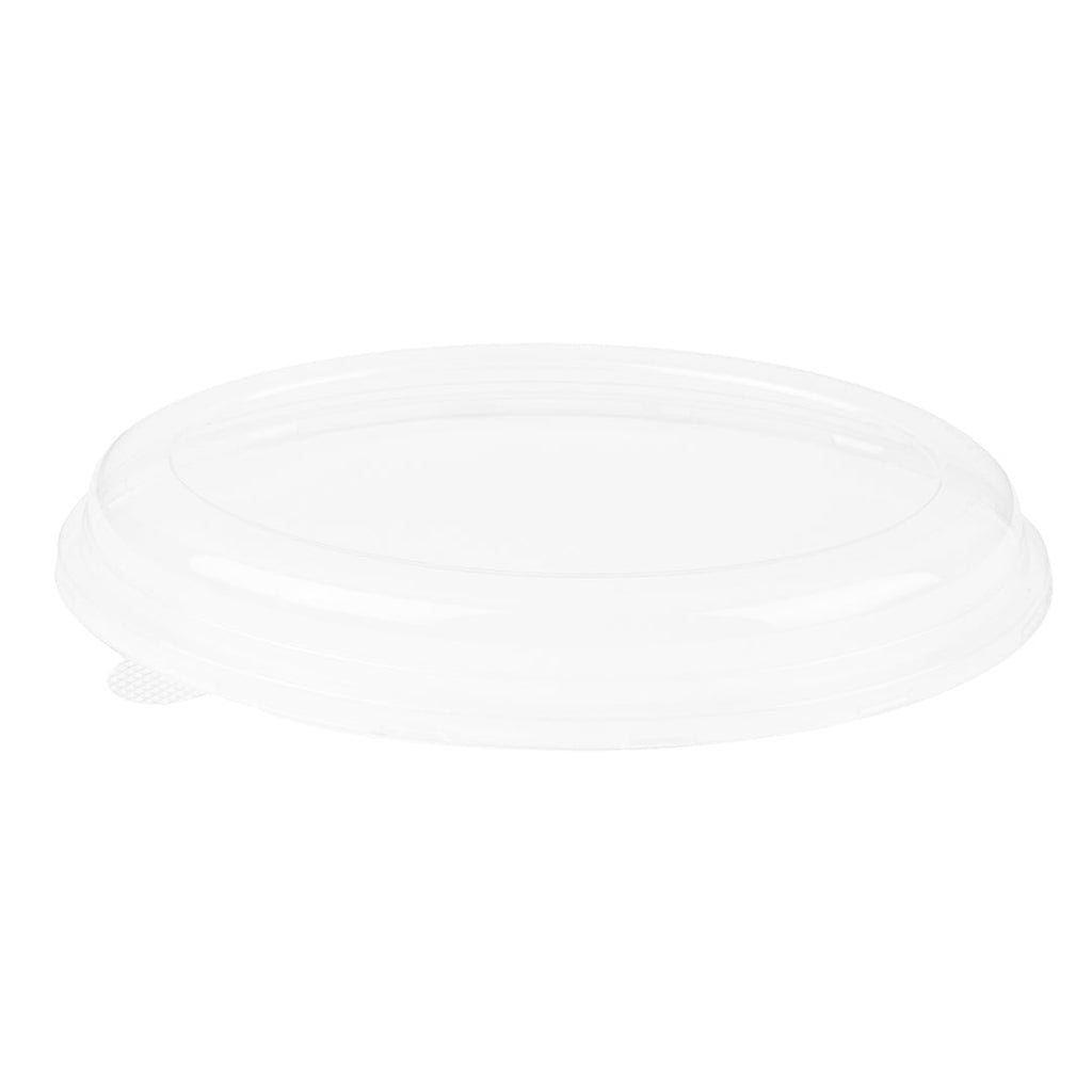 Pulp Tek Oval Clear Plastic Lid - Fits 2-Compartment Bagasse Catering Bowl - 100 count box